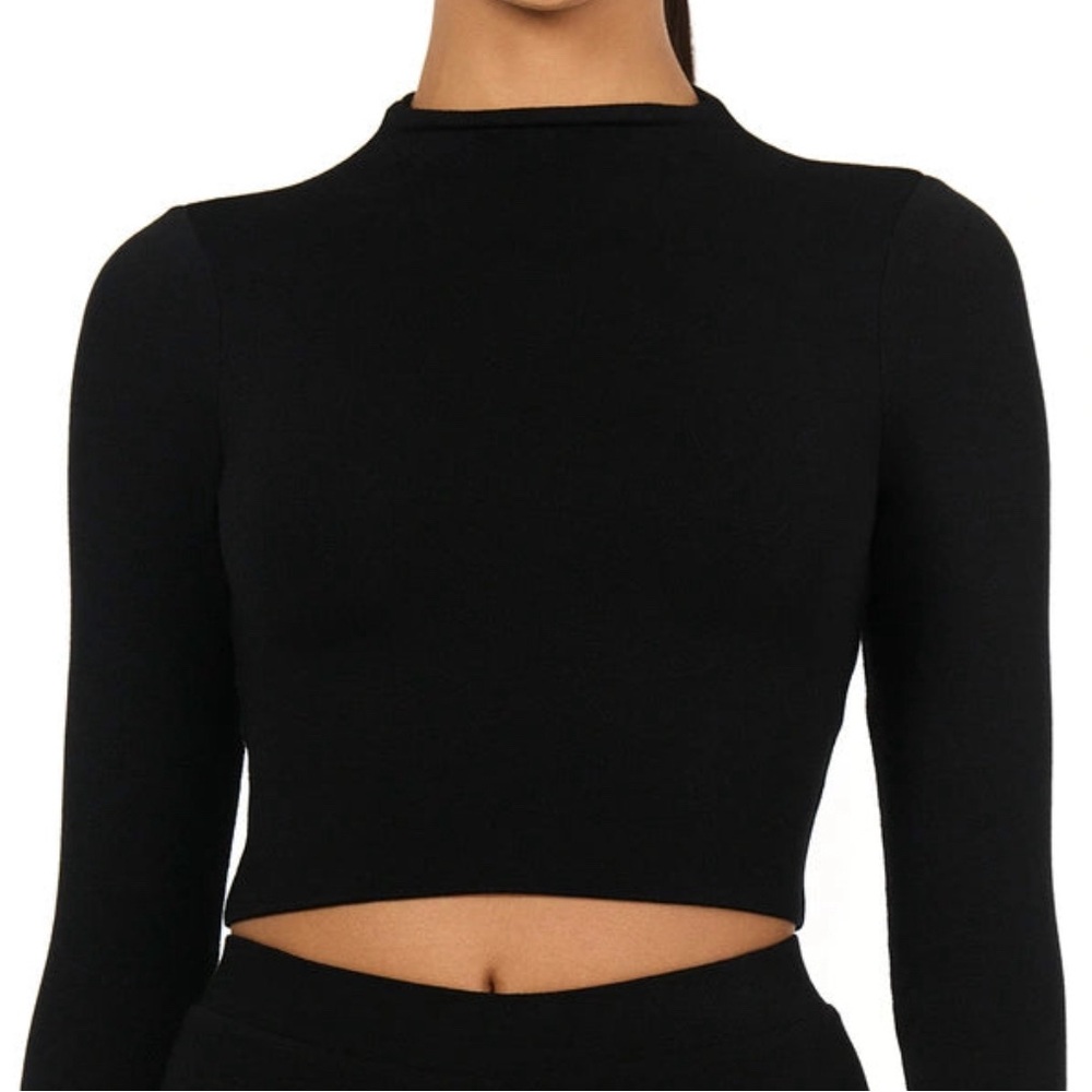 Naked Wardrobe mock neck crop top